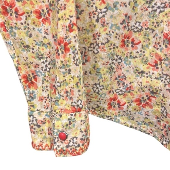 Roper Floral Long Sleeve Snap Front Fitted Top Size XS - Picture 3 of 12